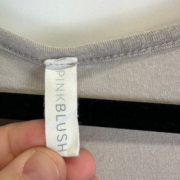 Pink Blush Gray Pink and White Colorblock Scoop Neck Maxi Maternity Dress Large - Picture 10 of 11